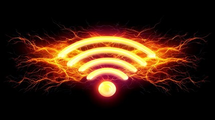 Wi-Fi symbol with bright visual design represents seamless connectivity and modern communication technology. Emphasizing the importance of wireless networks in today's digital world.