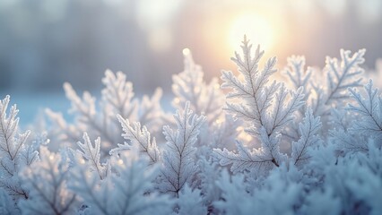 Obraz premium Enchanted Frost, Dawn's Light on Delicate Ice Crystals