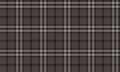 Plaid fabric pattern, brown, black, gray, seamless for textile and design clothes skirt pants apron tablecloth blanket or decoration. Vector illustration.
