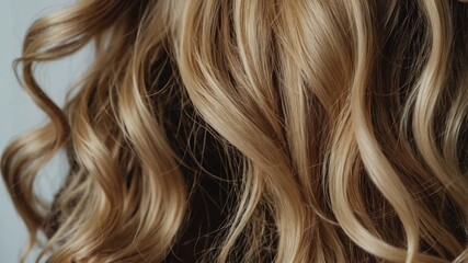Close up of wavy blonde hair extensions