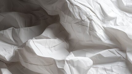 Obraz premium A sheet of crumpled white paper with barely visible grid lines, The texture shows numerous folds and creases