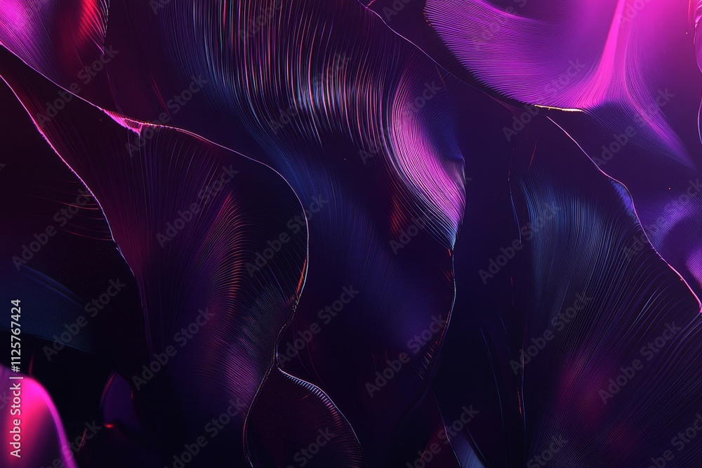 Poster abstract colorful waves flowing smoothly, creating a mysterious and dreamlike atmosphere with rich h