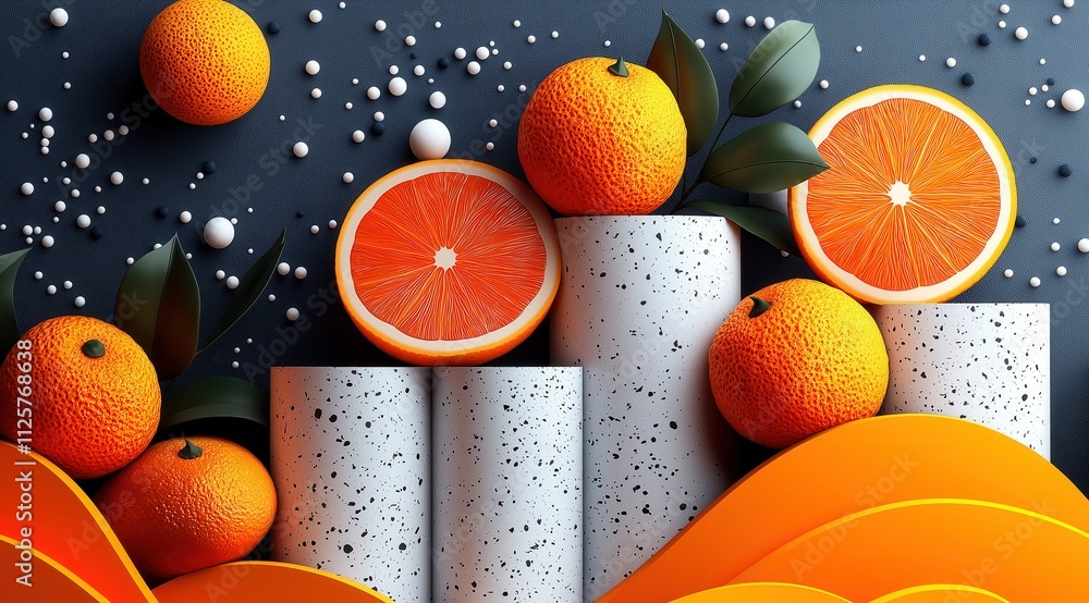 Poster creative background with geometric shapes create a bright composition.