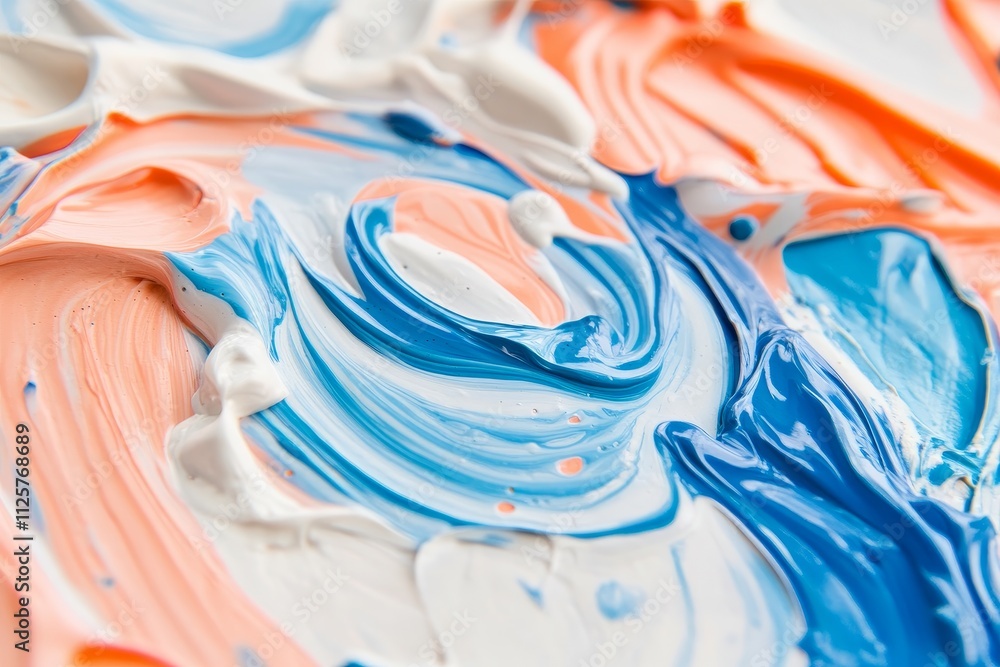 Poster abstract swirls of colorful paint blending together in a vibrant and dynamic pattern on a smooth sur