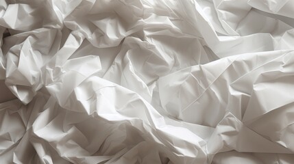 Obraz premium Crumpled white paper with soft grid lines, The texture features clear folds and creases