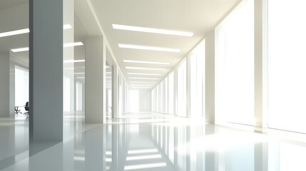 Fototapeta premium Clean office space with white walls and floors.