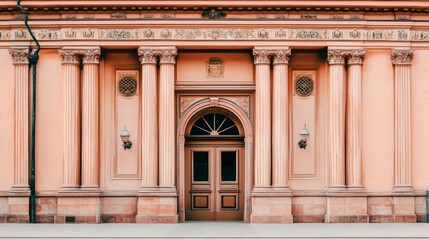 Obraz premium Courthouse building exterior with classical architecture, symbolizing justice and order in society. Timeless design reflecting the importance of legal systems and civic responsibility.