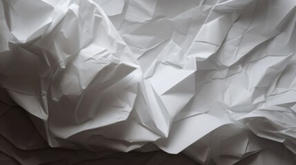 Obraz premium Detailed crumpled white paper with light grid lines, The texture reveals pronounced folds and creases
