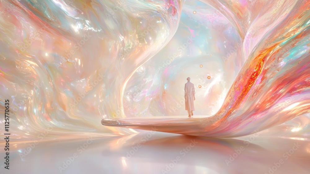 Poster dreamlike journey through a creative haze floating bridge in ethereal space abstract art surreal env