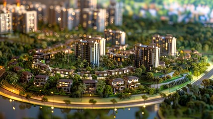 Fototapeta premium Suburbanization: The movement of people to residential areas on the outskirts of cities, seeking larger homes, more space, and lower living costs than in urban centers. 