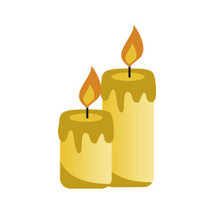 burning candle on a white background