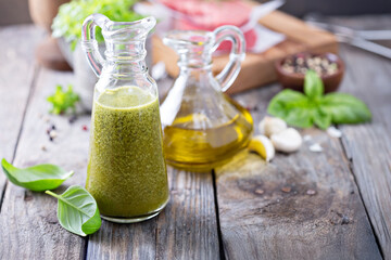 Aromatic olive oil with basil