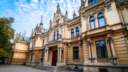 Courthouse building exterior with classical architecture, symbolizing justice and order in society. Timeless design reflecting the importance of legal systems and civic responsibility.