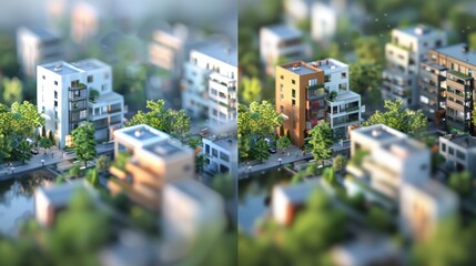 Obraz premium City Blocks: Defined by streets, these basic units of a city structure urban planning, development, and the organization of land for various uses and functions. 