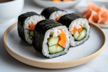 Organic avocado sushi rolls kitchen table food casual dining close-up healthy eating concept
