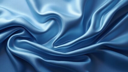 Luxurious Deep Blue Silk Fabric Texture, Smooth, Lustrous Drape