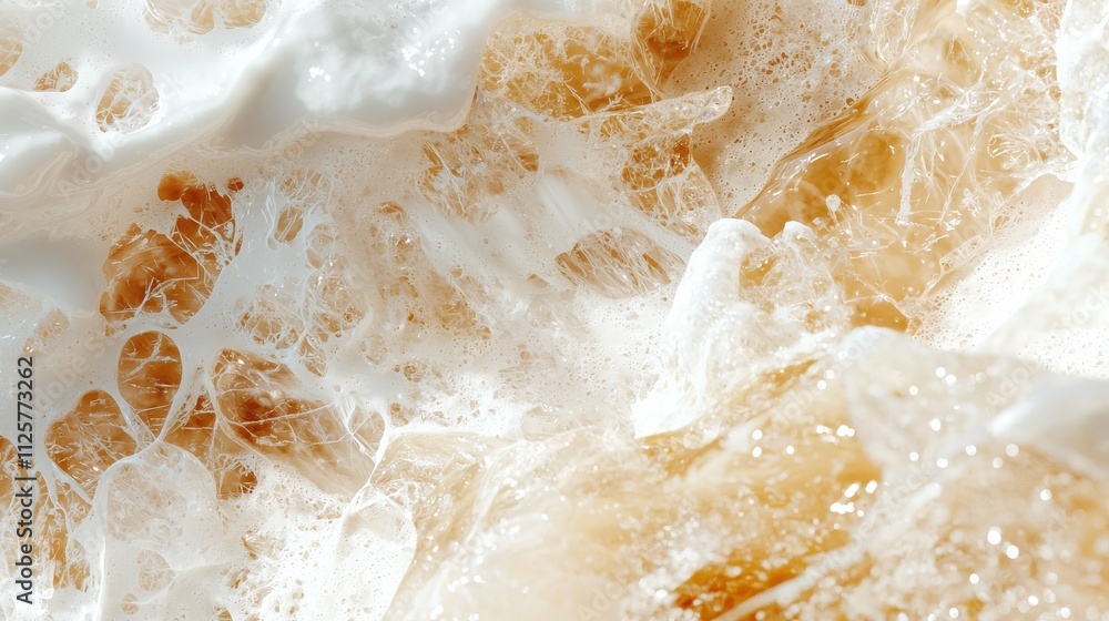Poster surreal liquidlike texture morphing into creamy waves abstract art studio environment close-up persp