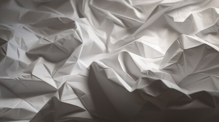 White crumpled paper with delicate grid lines, The texture shows clear folds and creases