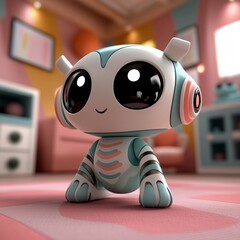 Cute Robot Toy in a Colorful Playroom