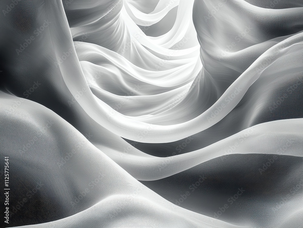Poster abstract waves of soft fabric flowing through minimalist design studio digital art serene atmosphere
