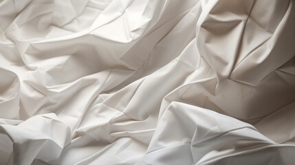 White crumpled paper with soft grid lines, The texture displays prominent folds and creases