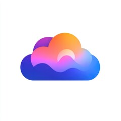 A stylized cloud icon featuring gradient colors representing digital storage or services.