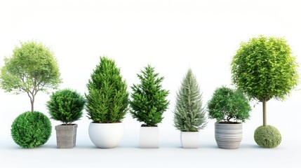 Fototapeta premium green bushes collection isolated on white background