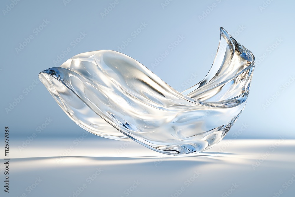 Poster surreal action of frozen fractals melting into smooth waves modern studio abstract sculpture minimal
