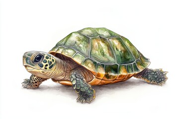 Fototapeta premium A detailed illustration of a turtle showcasing its vibrant shell and features.