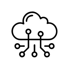 Big Data Cloud Computing Icon Outline Lineart Style
