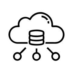 Big Data Cloud Computing Icon Outline Lineart Style