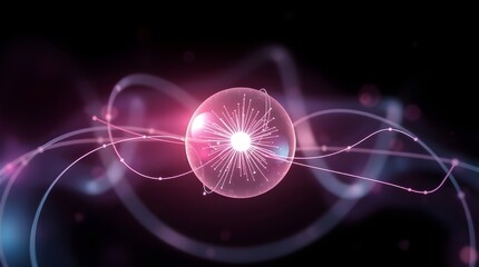 Glowing Quantum Bit Qubit with Spinning Sphere and Energy Waves