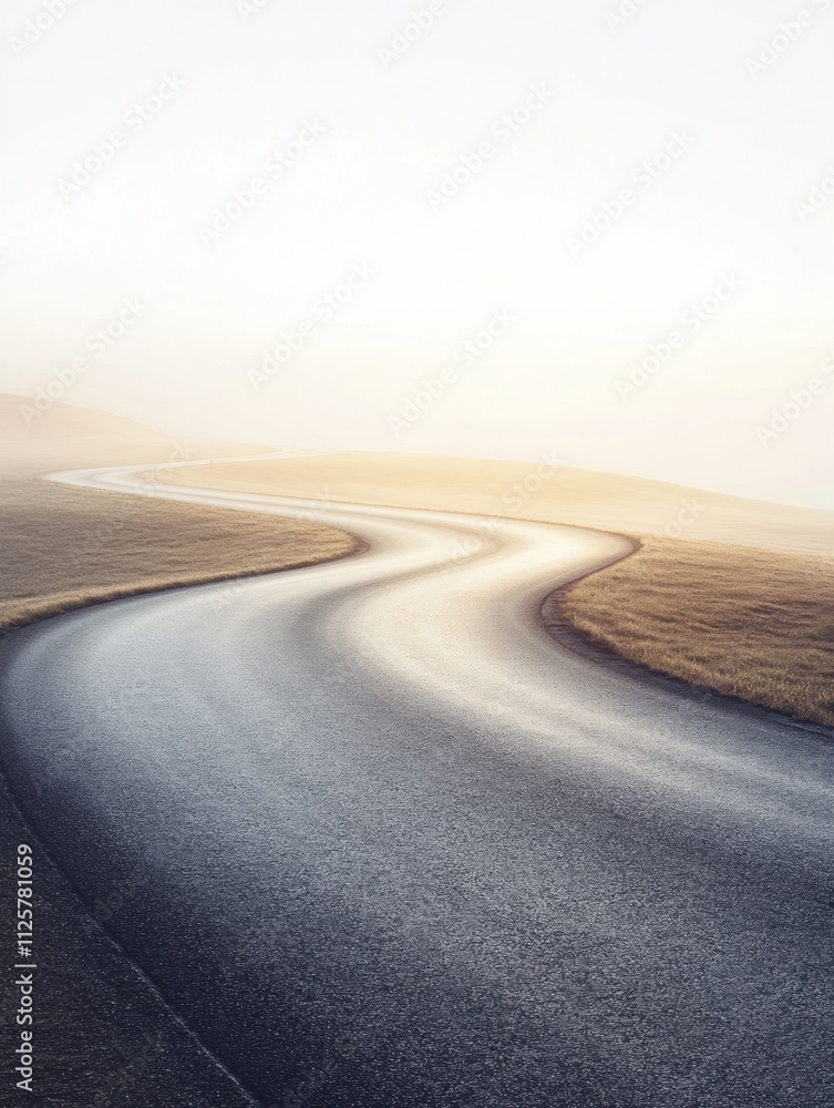 Aufkleber a winding running track stretches into the horizon under soft morning light, creating a serene atmos
