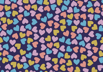 Heart Seamless Pattern. Colorful Valentine`s Day Background. Holiday Vector Ornament for Valentines Day Design. Hearts Seamless Trendy Abstract Template