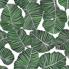 seamless tropical leaf pattern background vector 