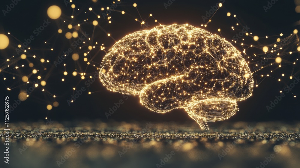 Poster a glowing brain illustration reveals vibrant neural connections and synapses against a dark backgrou