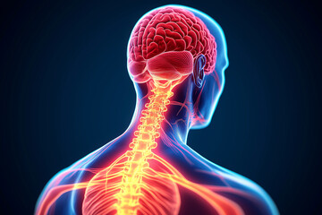 Nerve-like patterns illuminated by bright pain flares