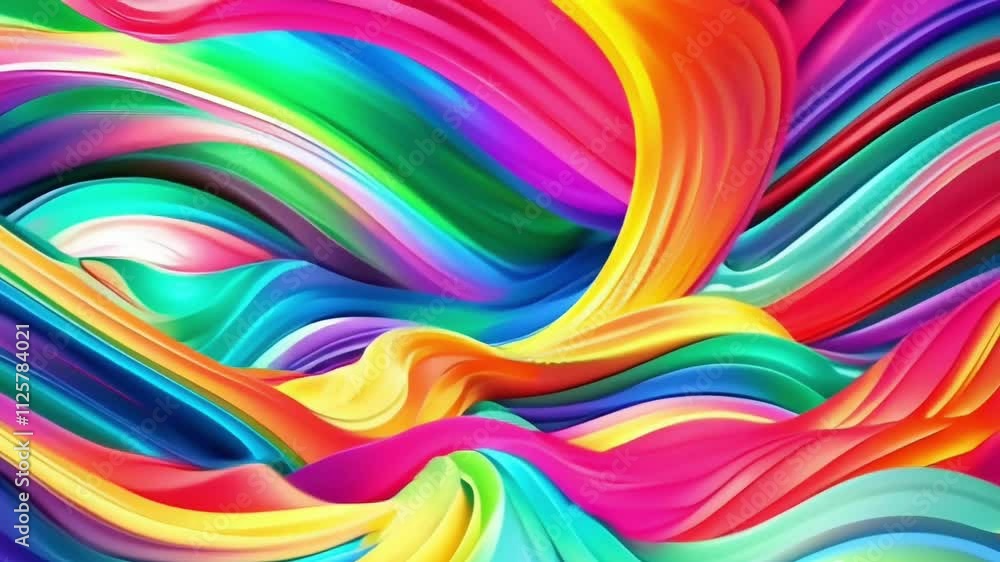 Poster abstract colorful waves with rainbow lines and swirls in a digital artistic design
