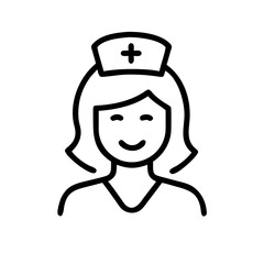 Obraz premium Nurse Smile Icon outline line art style