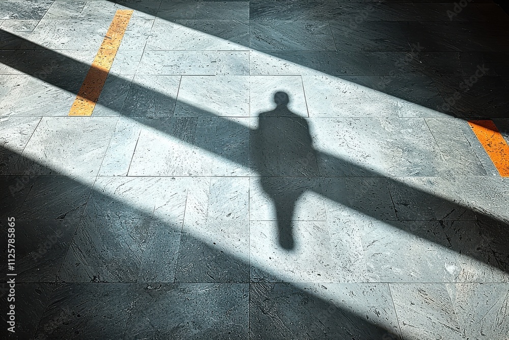 Poster minimalist shadow play in urban environment abstract scene highlighting solitude indoor setting capt