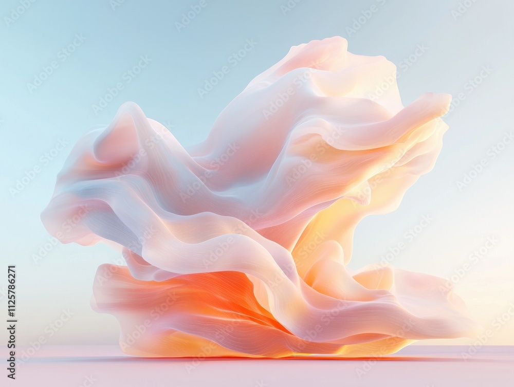 Poster abstract terrain of rolling clouds in serene landscape digital art environment ethereal viewpoint fo