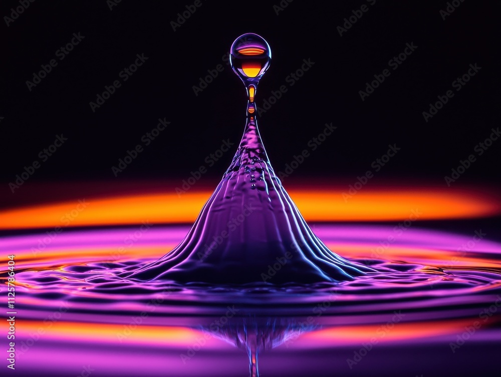 Poster dynamic water droplet splash studio macro dark background close-up minimalist exposure concept
