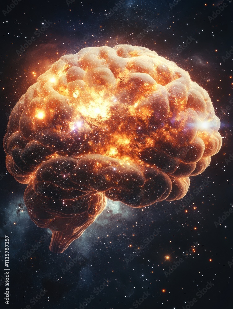 Aufkleber A cosmic brain composed of stars and galaxies emerges in the vastness of deep space, offering a captivating blend of celestial elements. Generative AI