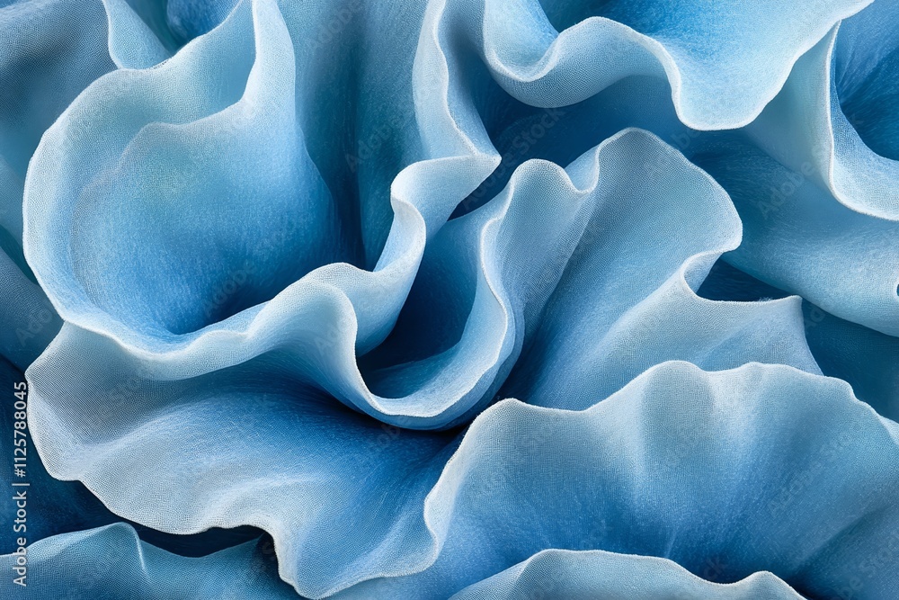 Poster delicate blue petals undulating in soft, flowing waves, creating a serene and tranquil visual experi