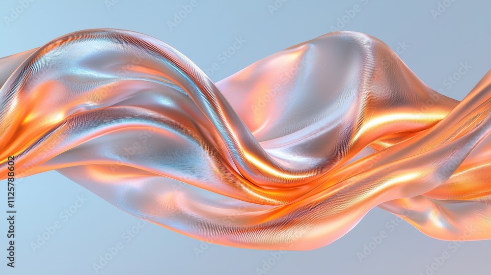 Poster surreal abstract spiral textures of intertwined fabric waves studio setting digital art soft colors 
