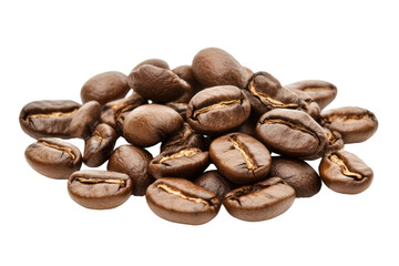 Naklejka premium A heap of freshly roasted coffee beans on a white isolate background.