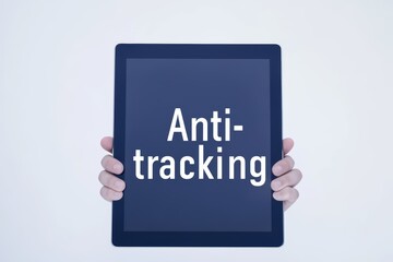Naklejka premium Anti tracking concept. Tablet displaying 