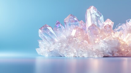 Surreal crystalline structures growing in tranquil environment abstract soft background textured art