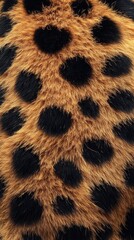 Close-up of a leopard's fur showcasing its distinctive spotted pattern.