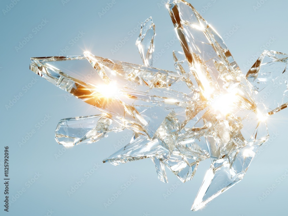 Poster surreal frosted glass texture breaking apart abstract art installation studio environment close-up v